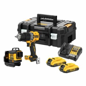 Dewalt DCK2095D2T-QW Laserkit med kombiborrskruvdragare och kors-/linjelaser