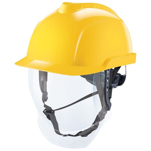 MSA V-Gard 950 Skyddshjälm oventilerad, inbyggt visir Gul