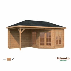 Palmako Melanie Lusthus 15,6 m²/inv. 7,0+8,1 m², med 28 mm vägg, brun, impr.