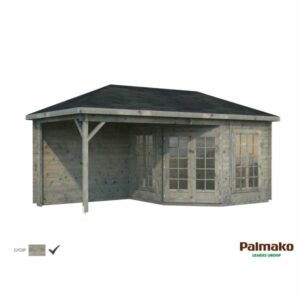 Palmako Melanie Lusthus 15,6 m²/inv. 7,0+8,1 m², med 28 mm vägg, grå, impr.