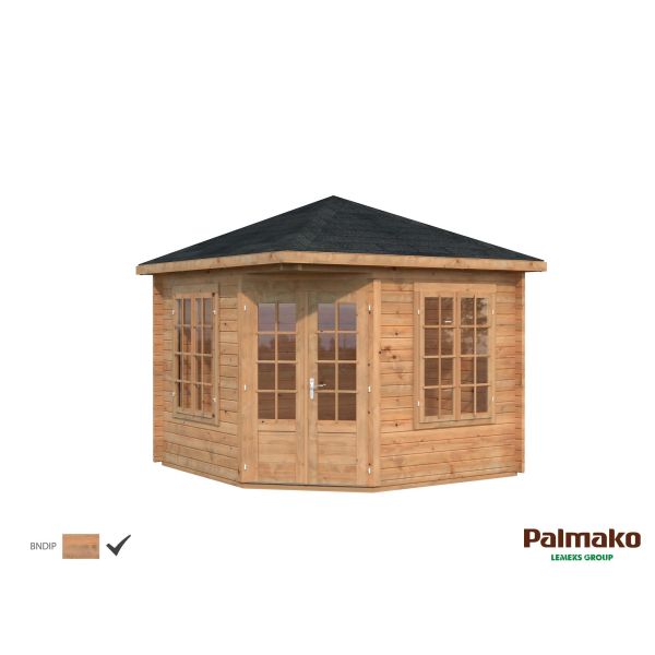 Palmako Melanie Lusthus 7,8 m²/inv. 6,9 m², med 44 mm vägg, brun, impr.