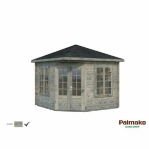 Palmako Melanie Lusthus 7,8 m²/inv. 6,9 m², med 44 mm vägg, grå, impr.