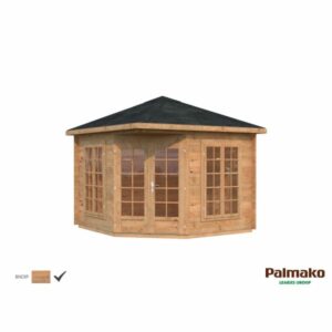 Palmako Melanie Lusthus 7,8 m²/inv. 7 m², med 28 mm vägg, brun, impr.